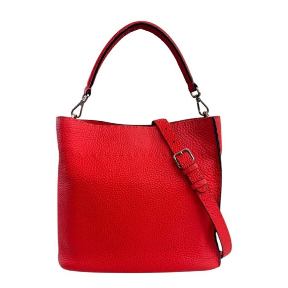 Fendi Anna Small Selleria Shoulder Bag in Red Leather (8BT218) for Women, 2-Way - Picture 1 of 16